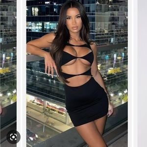 White fox sexy black mini dress